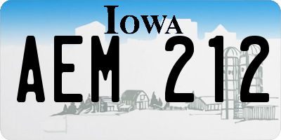 IA license plate AEM212