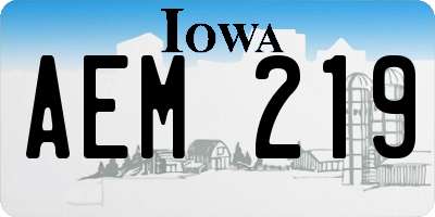 IA license plate AEM219