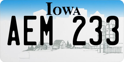 IA license plate AEM233