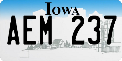 IA license plate AEM237