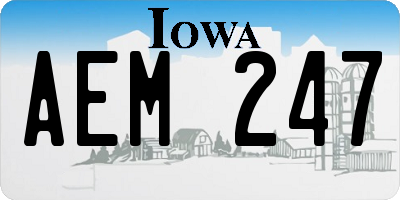 IA license plate AEM247
