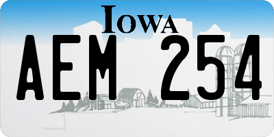 IA license plate AEM254