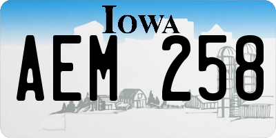 IA license plate AEM258