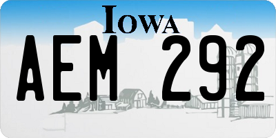 IA license plate AEM292