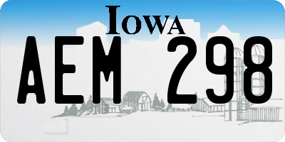 IA license plate AEM298