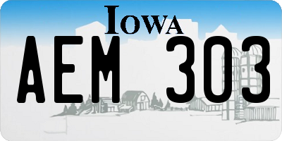 IA license plate AEM303