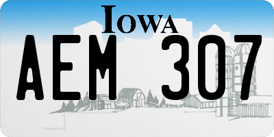 IA license plate AEM307