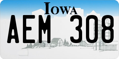 IA license plate AEM308