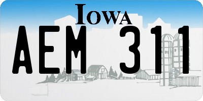 IA license plate AEM311