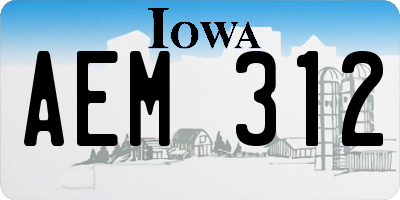IA license plate AEM312