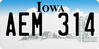 IA license plate AEM314