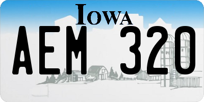 IA license plate AEM320