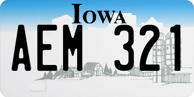IA license plate AEM321