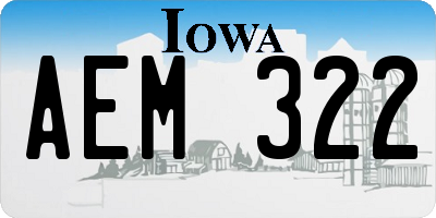 IA license plate AEM322