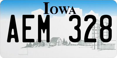 IA license plate AEM328