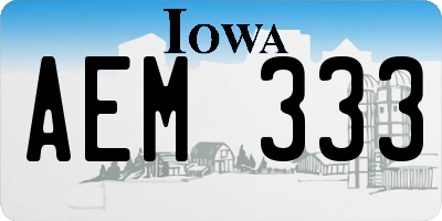 IA license plate AEM333
