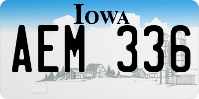 IA license plate AEM336