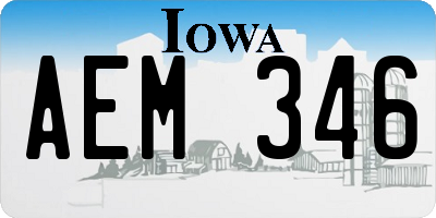 IA license plate AEM346