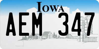 IA license plate AEM347