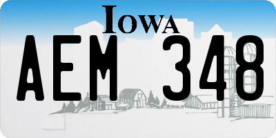 IA license plate AEM348