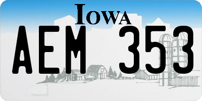 IA license plate AEM353