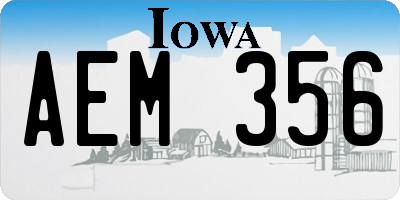 IA license plate AEM356