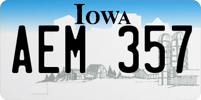 IA license plate AEM357