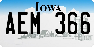 IA license plate AEM366