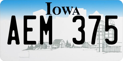 IA license plate AEM375
