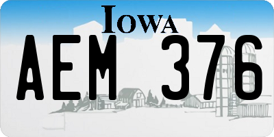 IA license plate AEM376