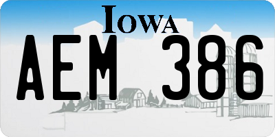 IA license plate AEM386
