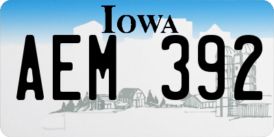IA license plate AEM392