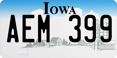 IA license plate AEM399