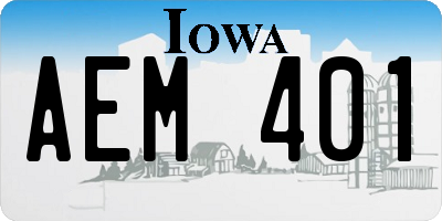 IA license plate AEM401