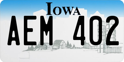 IA license plate AEM402