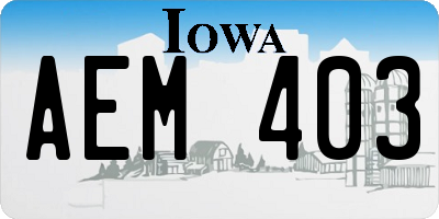 IA license plate AEM403