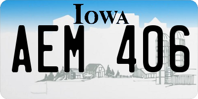 IA license plate AEM406