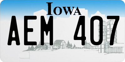 IA license plate AEM407