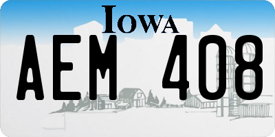 IA license plate AEM408