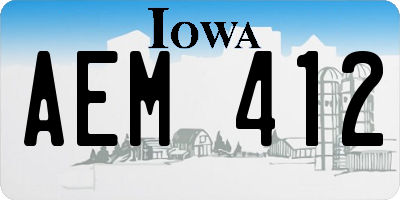 IA license plate AEM412