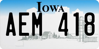 IA license plate AEM418