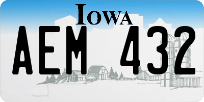 IA license plate AEM432