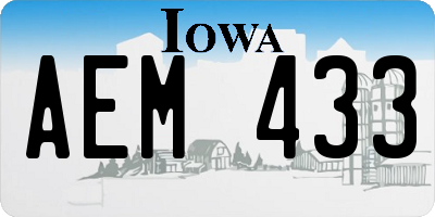 IA license plate AEM433