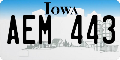 IA license plate AEM443