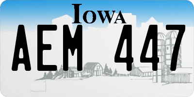IA license plate AEM447