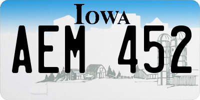 IA license plate AEM452