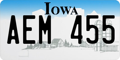 IA license plate AEM455