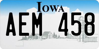IA license plate AEM458