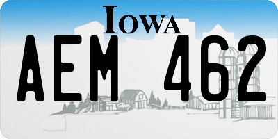 IA license plate AEM462