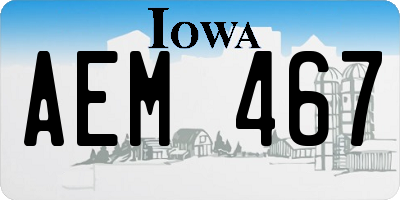 IA license plate AEM467